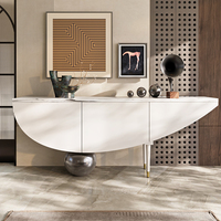 Buffet italien de luxe à cadre en bois massif Table de couloir pour la maison moderne avec armoire de rangement en forme de bateau pour le salon et la salle à manger