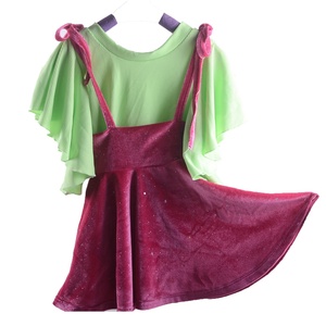 Robe d'été sans dos pour filles HAIZHU, style doux, vente chaude ODM, imprimée, à volants, avec bretelles en velours et sequins, superposée, longueur genou, pour enfants - Product Image 2