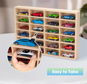 Gỗ 24 Khe Cắm Đồ chơi xe ô tô hiển thị trường Hợp tường-mountable tổ chức cho xe ô tô đồ chơi và <span class=keywords><strong>Matchbox</strong></span> xe ô tô - Product Image 5