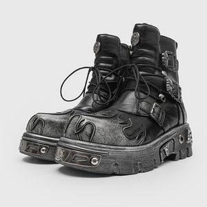 Botas de Plataforma para Hombre de Estilo Punk Vintage, Botas de Moda con Suela Gruesa, Disponibles en Stock, Admite Logotipo y Patrón Personalizados - Product Image 2