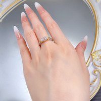 Bague en argent sterling 925 avec zirconium blanc marquise 6*12 mm plaqué or