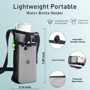 2 uds. Soporte para botella de agua para exteriores, bolsa de malla para botella de agua con correa de hombro ajustable, soporte para bolsa - Product Image 2