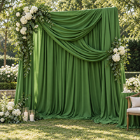 Rideaux de scène en soie laiteuse vert armée pour mariage, 10x10 pieds, pour banquets, événements extérieurs, fêtes et décoration de scène - Vente en gros