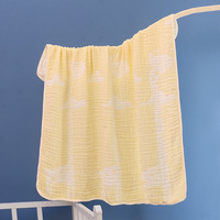 Couverture d'emmaillotage pour tout-petit en gaze superposée à imprimé éléphant, serviette de bain en mousseline de bambou pour bébé, pour la douche, la crèche et l'usage quotidien