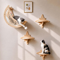 Étagères murales flottantes modernes en bois pour chat, motif lune et étoile, lit mural pour chat, meubles pour toutes les saisons