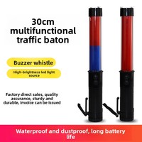 Bâton de signalisation réfléchissant multifonctionnel portable pour patrouille nocturne, 30 cm, lumineux, clignotant, rechargeable/à piles, pour concerts