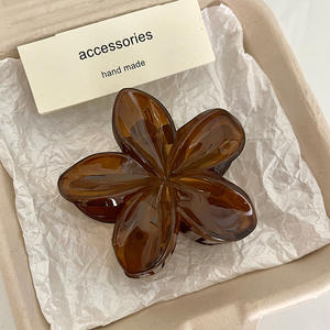 Pince à cheveux rétro française pour femme, transparente, colorée, motif floral, pince requin à forte tenue, pince florale pour femme - Product Image 5