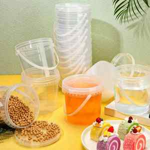 Gobelets en plastique jetables transparents pour fruits de 800 ml avec couvercles et poignées - Product Image 1