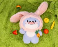 Requin rose en peluche personnalisé de 4 pouces lapin porte-clés jouet mini ornement avec carotte riche en détails pour le cadeau