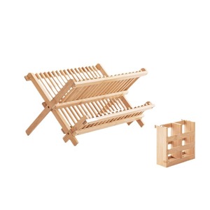 Bamboo and wood dish <b>rack</b>, kitchen drainer, household sink dish <b>rack</b>, dish cabinet <b>plate</b> <b>rack</b>, dish strainer - Product Image 1