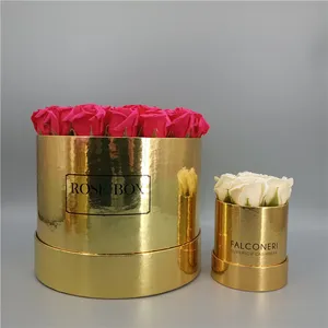 Luxueux Élégant Romantique Roses Fleurs Cadeaux Or Boîtes Nouveau Design Usine Personnalisable Carton Motif pour L'emballage
