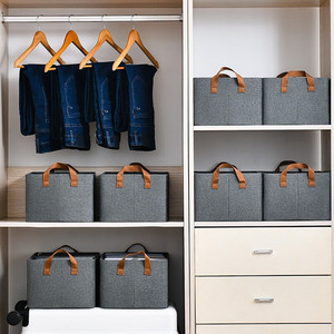 <span class=keywords><strong>Caja</strong></span> de Almacenamiento Plegable de Tela con Asas, Diseño Multifuncional, Moderna, Rectangular, a Prueba de Polvo, Organizador Portátil para Armario del Hogar - Product Image 4