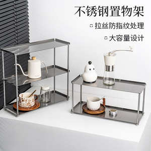 Stainless Steel Multi Tiered Cup Storage Rack Countertop 3 Layers Waterproof Coffee <b>Tea</b> Organizer - Product Image 1