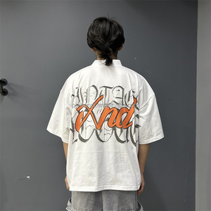New Design Wholesale Men Fashion O-Neck Cotton T-Shirt With Digital Printing <strong>Skull</strong> Pattern Punk Style Drop Shoulder Boxy <strong>Tshirt</strong> - Product Image 5