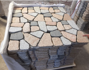 Pavés de <span class=keywords><strong>granit</strong></span> aléatoires en forme libre, blancs, gris, jaunes, rouges, avec support en filet, pavés de <span class=keywords><strong>granit</strong></span> roulés, pavés de galets sur filet - Product Image 3