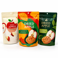 Op maat gedrukte matte Mylar stand-up pouch met hersluitbare ziplock voor diepvriesgedroogd fruit, appelchips, groentechips en snacks.