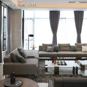 Мебель для виллы из Саудовской Аравии, современный угловой диван, Роскошный итальянский кожаный комплект диванов l-образной формы