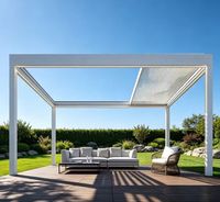 Pergola moderne écologique en aluminium résistante aux intempéries avec toit rétractable, imperméable, pour patio, jardin, gazebo, auvent