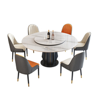 Ensemble de table à manger ronde de luxe moderne, 4 places, 6 à 8 places, meubles de salle à manger, ensemble de table à manger avec plateau en marbre