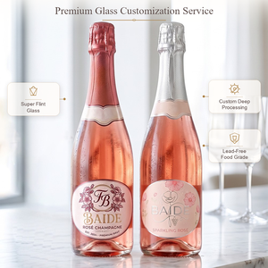 Bouteille de whisky/vodka en verre <span class=keywords><strong>Magnum</strong></span> vide de 750 ml avec bouchon, design rond avec logo client - Product Image 2