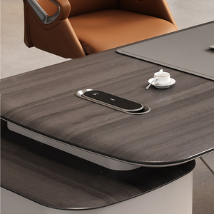 เฟอร์นิเจอร์สำนักงานหรูหรา โต๊ะทำงานผู้บริหารรูปตัวแอล พร้อมเก้าอี้ โต๊ะทำงานประธานบริษัท - Product Image 5