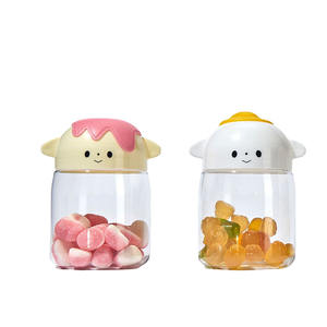 Cute Cartoon Shape Cover Transparent Plastic Bottle Biscuit Candy Storage Bottle Hot Sale New Children's Snack Jar YGH709