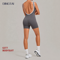 Combinaison de sport Dingtai Color Block en nylon brossé et élasthanne, une pièce, sans manches, pour yoga et fitness