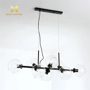 Design créatif <span class=keywords><strong>Boule</strong></span> de <span class=keywords><strong>verre</strong></span> transparente Or Noir <span class=keywords><strong>Lustre</strong></span> LED Salon Salle à manger Suspension - Product Image 2
