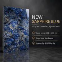 Nouvelle pierre frittée bleu saphir ultra-mince (6/9 mm) finition brillante, trois motifs continus, prend en charge l'ODM/OEM