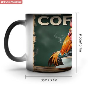 Mug magique en céramique noir givré de 11 oz sensible à la chaleur pour le camping en plein air - Product Image 2