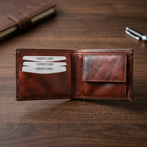 <b>Men's</b> Genuine Cow Calf Sheep Leather Open Closure Letter Embroidery Waterproof Pocket Purse Customized <b>Black</b> Fashion Premium BS - Product Image 1