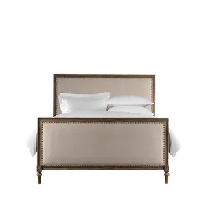 Bingkai tempat tidur gaya Amerika klasik, tempat tidur berlapis, bingkai kain ukuran queen/king, furnitur kamar tidur