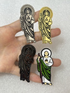 Broches en émail souple personnalisées en métal, thème Chapeau mexicain <span class=keywords><strong>Jésus</strong></span>/Judas, pour la mode de la remise des diplômes <span class=keywords><strong>et</strong></span> les thèmes religieux, vente en gros - Product Image 1