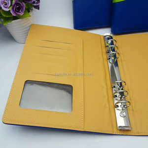 Organiseur de planificateur à 6 anneaux en cuir PU en gros, bleu, A5, carnet à spirales à feuilles mobiles - Product Image 6