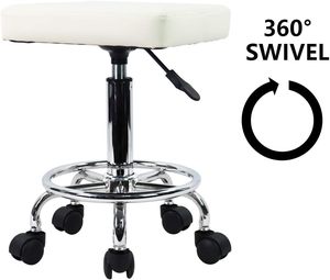 <strong>Square</strong> Rolling Stool PU Leather Height Adjustable Swivel Massage SPA Salon Stools Task <strong>Chair</strong> With Wheels - Product Image 4