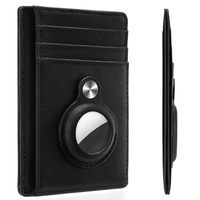 Portefeuille en cuir véritable Crazy Horse personnalisé compatible avec AirTag, portefeuille fin minimaliste anti-RFID, fabrication en usine