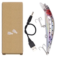 Umpan Pancing Getar USB Rechargeable dengan Lampu LED Berkedip 12cm 19g Umpan Minnow Elektrik Keras