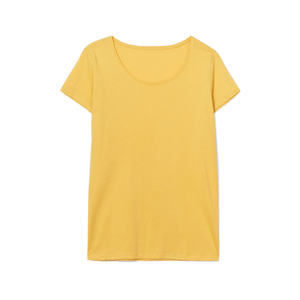 Lightweight Breathable Anti-Wrinkle Short Sleeved Neck Cotton Tee Clean Finish Minimal Seam <b>Detail</b> Tailored Women Modern Casual - Product Image 1