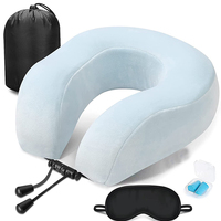 Oreiller de voyage en mousse à mémoire de forme en U, coussin de soutien cervical respirant et léger, masque de voiture personnalisable, bouchons d'oreilles