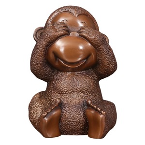 Juego de figuras de cuatro monos, artesanía de cobre, decoración del zodiaco chino, adorno para sala de estar, 4 Uds., estilo tradicional - Product Image 4