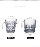 Seau à glace en cristal taillé diamant avec poignée en forme d'aile, refroidisseur à vin et champagne en verre texturé pour bar, hôtel, fête