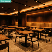 Meubles personnalisés pour restaurants, hôtels et cafés, table en bois massif avec base en métal, chaise en bois, banquette longue en cuir PU
