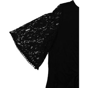 Blusa holgada de punto con encaje elegante para mujer, manga 3/4, color negro, talla S, para uso diario - Product Image 5
