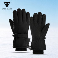 Gants de ski à cordon de serrage, paume antidérapante, épais, pour la pratique du ski et du snowboard en station et sur piste nocturne