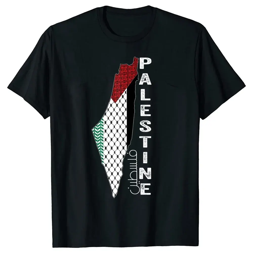 Fitspifunnyパレスチナの地図パターンアラビア語のパレスチナTシャツストリートウェア半袖誕生日サマースタイルTシャツ
