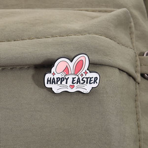 행복한 부활절 토끼 에나멜 핀 귀여운 토끼 귀 브로치 당근 배지 친구 배낭 도매 보석 선물 - Product Image 3