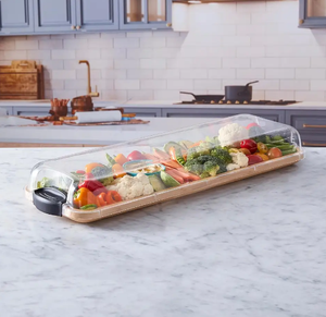 Tabla de Cortar de Bambú para Alimentos Preparados con Tapa con Cierre y Bandeja Larga para Decoración de Encimera de Cocina - Product Image 2