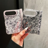 Étui de téléphone élégant et romantique en dentelle florale rose, blanc et noir pour iPhone DUO, housse de protection anti-chute