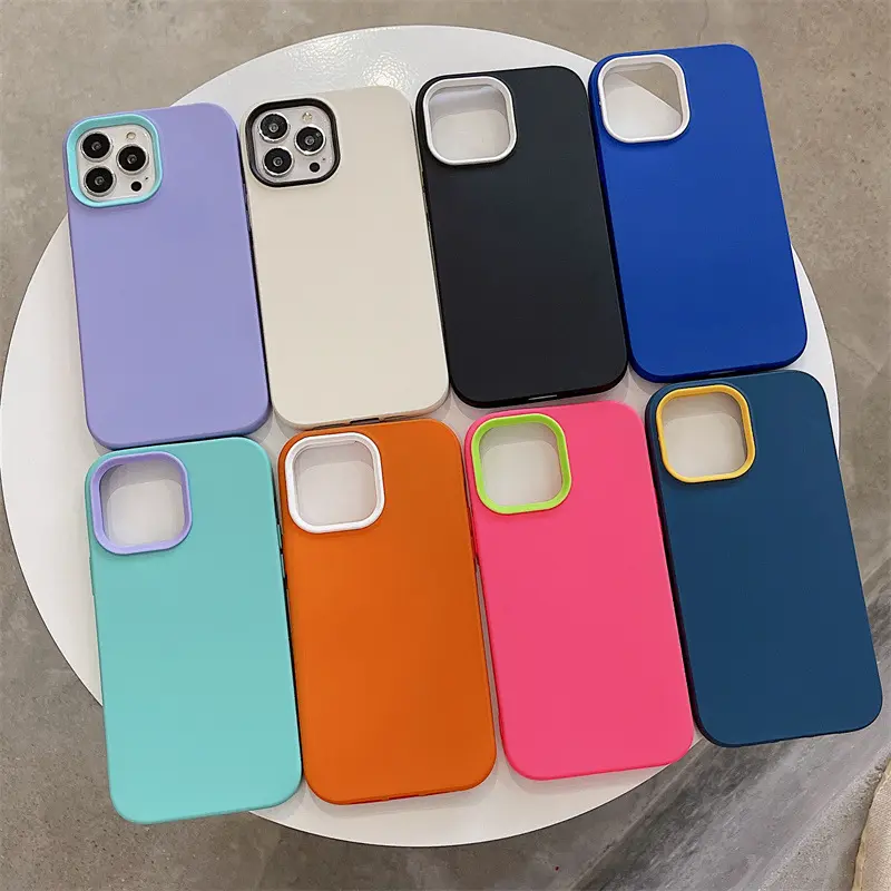 3 in1フレームケースforiPhone 14 12 11 Pro Max Color Candy Siliconカラフルな電話ケースカバーforiPhone 15ハイブリッドマットケース