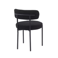 Chaises de restaurant en tissu Teddy avec structure en métal de style nordique moderne, revêtement en tissu noir, pour la salle à manger et l'hôtellerie